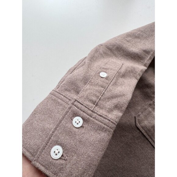 EVERLANE Taupe Melange 100% Organic Cotton Flannel Boyfriend Shirt, Size M - Picture 10 of 16